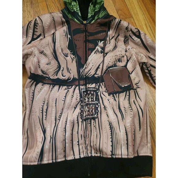 STAR WARS YODA ZIP UP FACE HOODIE YOUTH LARGE DISNEY MASK MOVIE HALLOWEEN - Picture 2 of 7